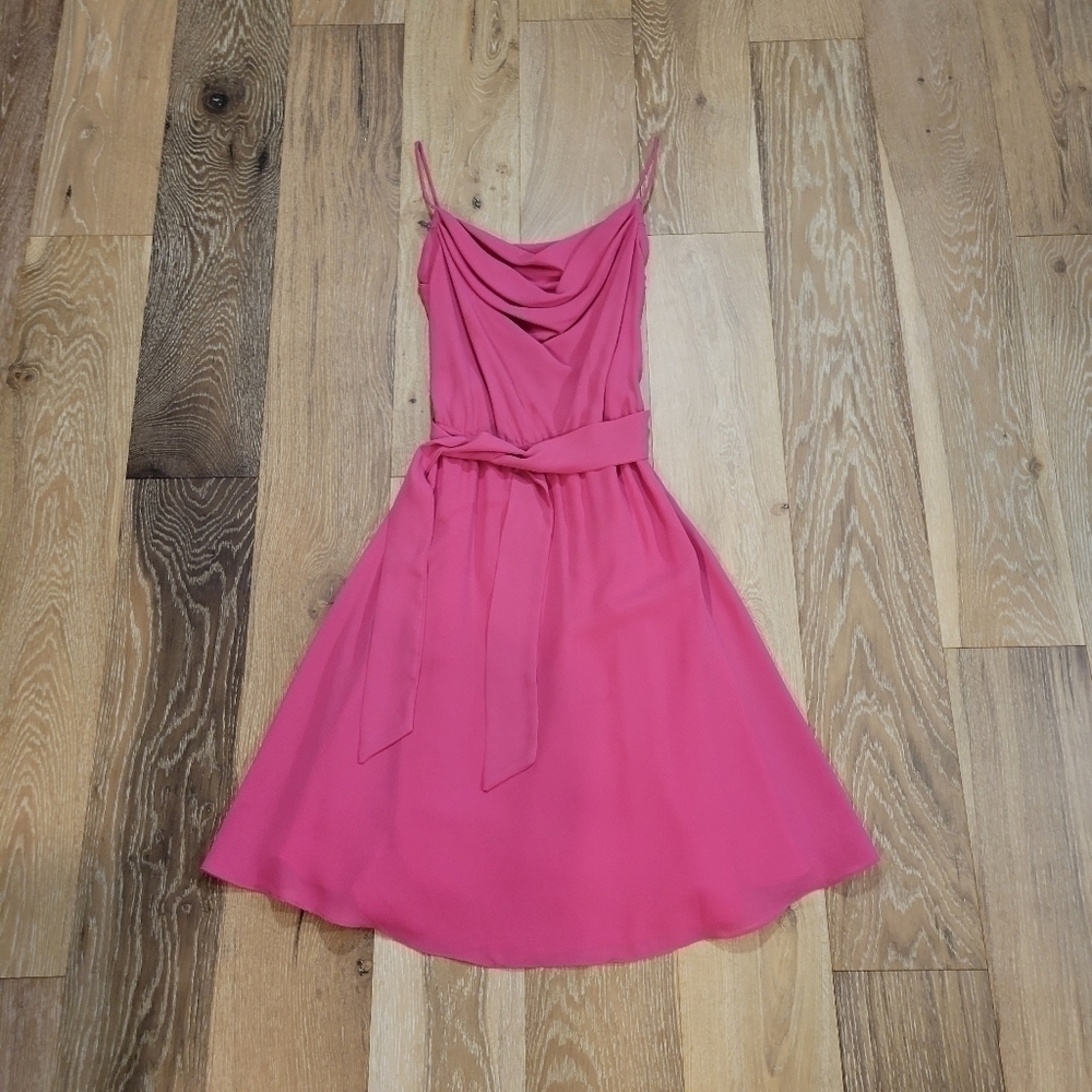 Vintage Ferrali by Phillipe Pink Cowl Neck Spaghetti Strap Midi Dress Size 9/10 - Picture 4 of 8